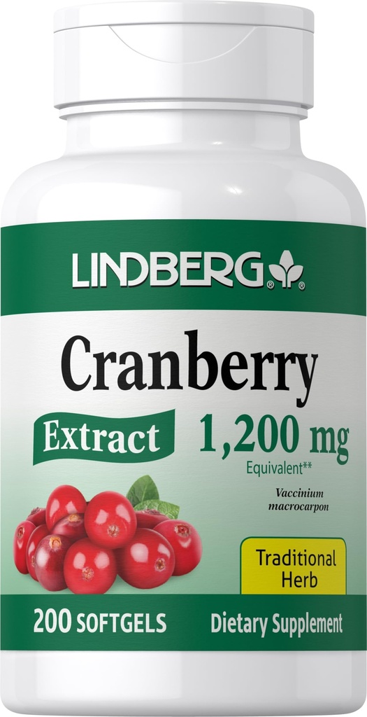 Lindberg Cranberry piller for kvinner | 1200mg | 200 Softgels | Tradisjonell urt | Ekstrakt Supplement | Ikke-GMO, Glutenfri