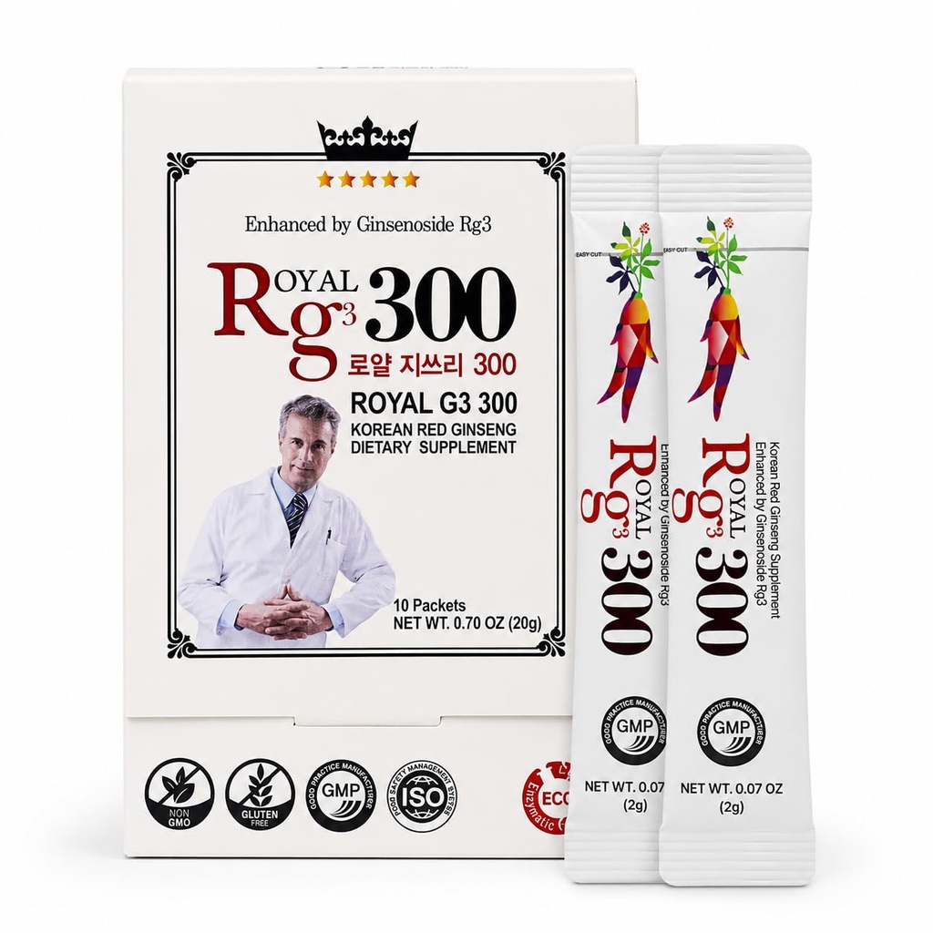 Premium RG3 300 koreansk rød Ginseng pulver - Forbedret Ginsenosides (50mg Rg3/Sachet), laget i Korea, 10 Sachets