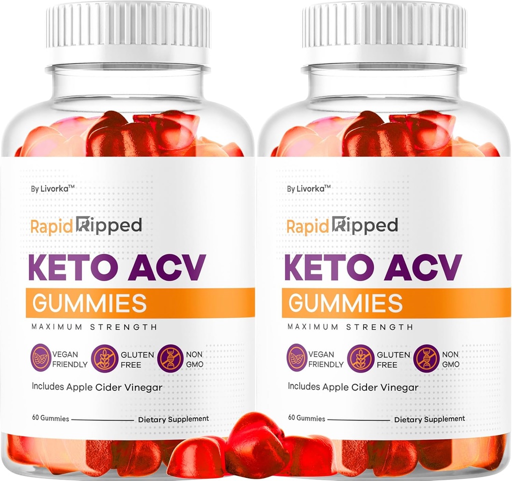 (2 pakke) Rapid Ripped Keto ACV Gummies Support, Rapidripped Keto Plus Apple Cider Vinegar Gummy Avansert formel 1050MG, Alle naturlige Gomitas anmeldelser, 120 Gummies i 2 måneder