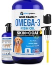 Omega 3 Fiskeolje for hunder - Bedre enn lakseolje - Hunde Fish Oil Supplement for å redusere shedding og kløe - støtter ledd, hjerne og hjerte helse - Hud og Coat Supplement - flytende fiskeolje