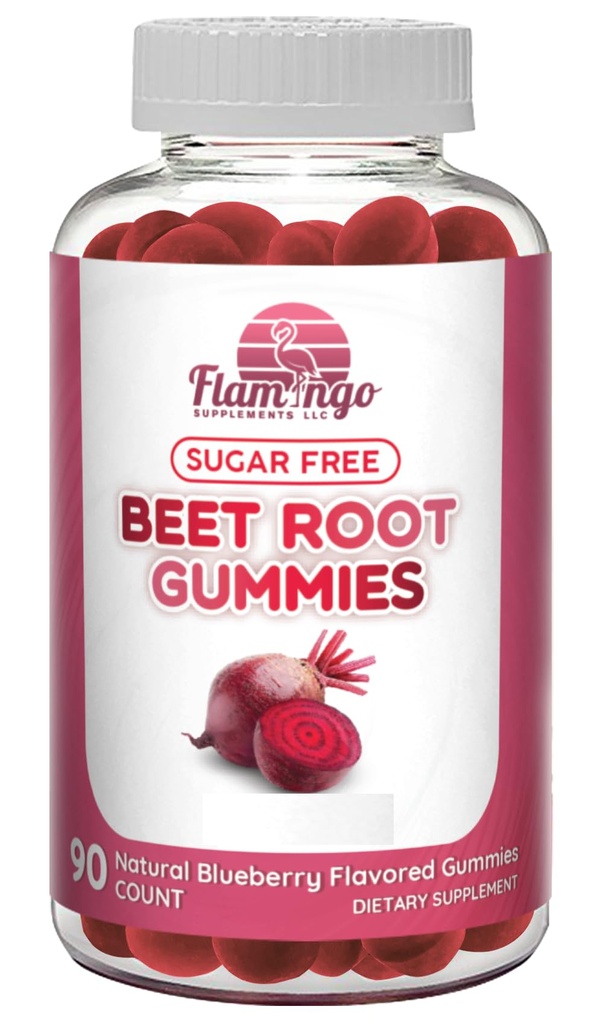 Sugar Free Nitric Oxid Beet Root Gummies - Beet Root Chewables for Athletic Performance, Nitric Oxid Booster, energi, blodflow og sirkulasjon - 90 beets Root Gummy Chews.