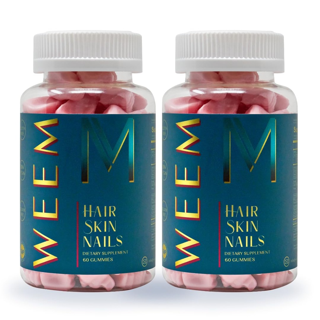 WEEM Håret og negler Gummies - støtter sunn hår - Vegan biotin vitaminer for kvinner og menn støtter raskere hårvekst, sterkere negler, sunn hud, ekstra styrke (2)