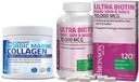 Bronson Marine kollagen Peptider Hydrolysert Protein pulver + Ultra Biotin 10.000 Mcg hår og negler Supplement