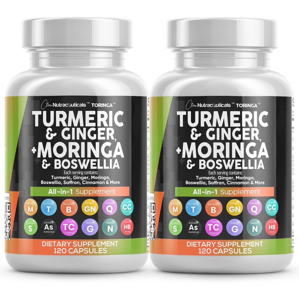 Ginger Boswellia Saffron - Supplement for kvinner og menn med Ceylon Cinnamon, Tart Cherry, Quercetin hvitløk Nettle Holy Basil - 2Pack