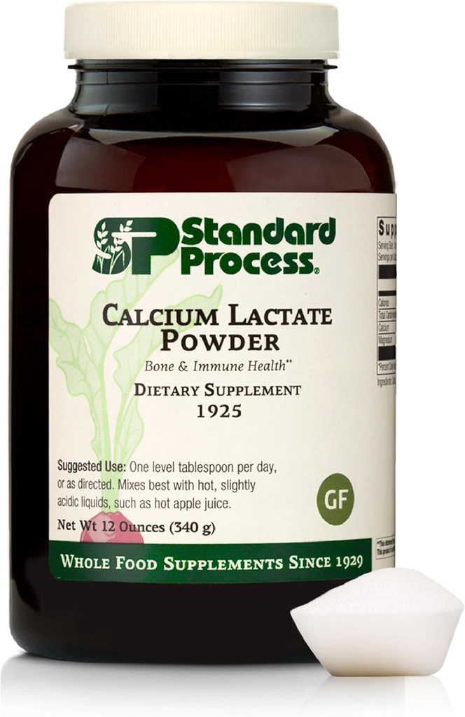 Standard prosess - Kalsiumlaktat pulver - Bone Helse og immunstøtte - Kalsium Magnesium Supplement for Bone Styrke og Blood Health - Non-Dairy, Non-Soy & Glutenfri - 12 oz
