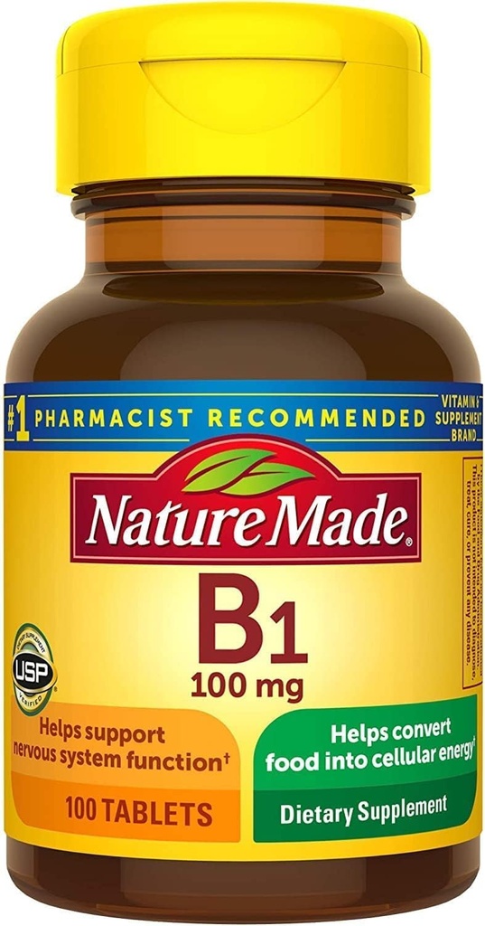 Naturlaget vitamin B-1 100 mg tabletter - 100 ct, pakke med 2