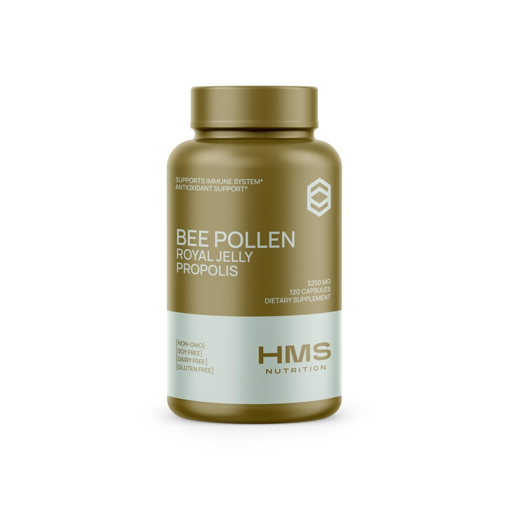 Premium Bee Pollen Daglig kosttilskudd - Inkluderer Propolis & Royal Jelly - 3250mg Non-GMO, 120 Vegetariske kapsler - 30 dagers forsyning