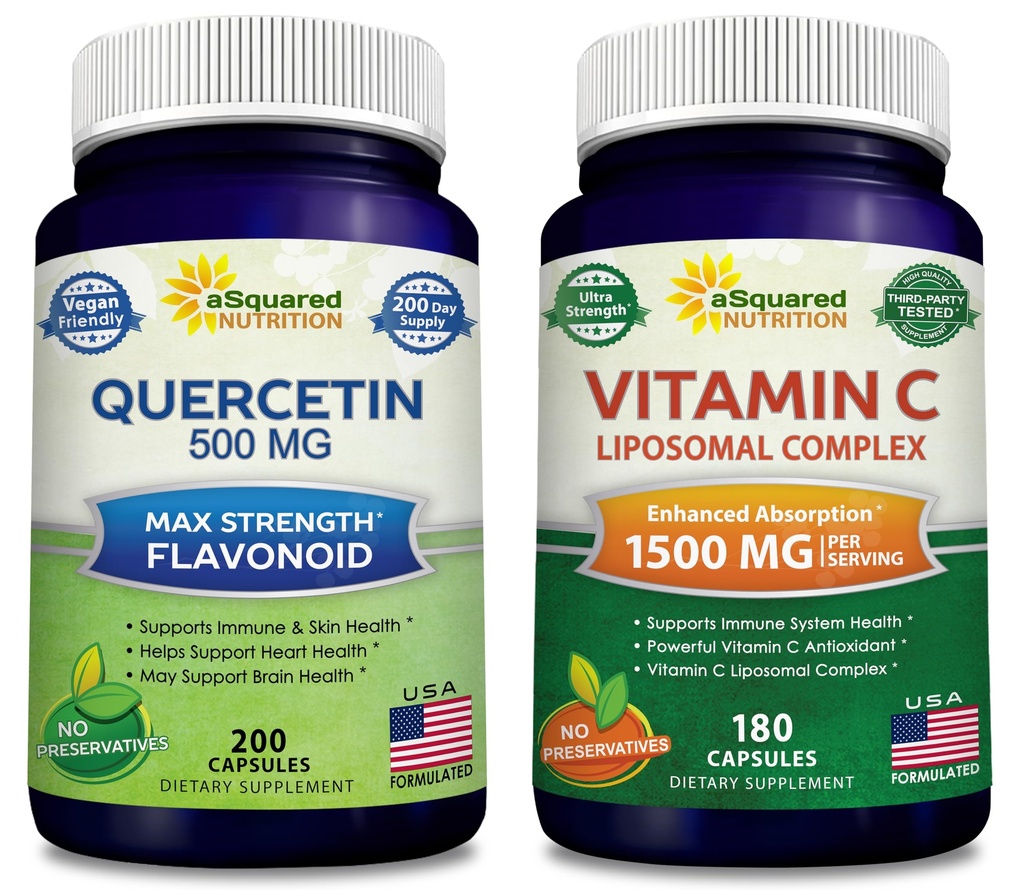 aSquared Nutrition Bundle for Quercetin 500mg & vitamin C Liposomal Complex 1500mg - Immunstøtte