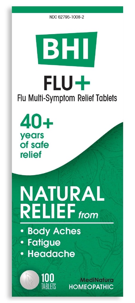 BHI-influensa + kalde multi-symptom relief Natural Safe Non-Drowsy Remedy 11 målrettede homøopatiske aktive ingredienser for kroppssmerter, tretthet, chills og hodepine - 100 tabletter