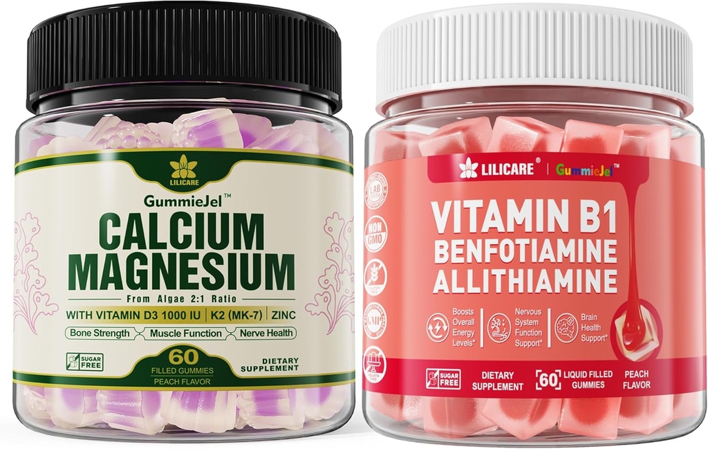 Plantebasert kalsium Supplement + Vitamin B1 Gummies