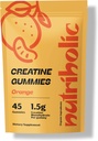 Kreatin Monohydrat Gummies for menn og kvinner - Lett å Digest, Vegan, Glutenfri, Ikke-GMO, 1,5 g kreatin per gummy - 45ct (45 greve, oransje)