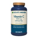 Naturens Wonder Vitamin C 1000 mg med Rose Hips tabletter for immun helse, 250 serveringer, 250 teller