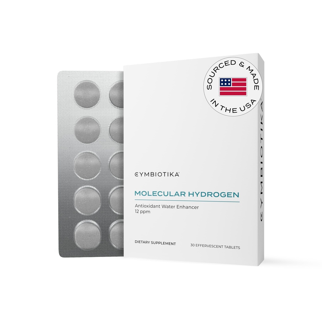 CYMBIOTIKA H2 Molekylære hydrogen vanntabletter med magnesium, energiforsterkning, glutenfri, keto antioksidant drikke, rask oppløsning kosttilskudd, hjelper med å bekjempe inflammasjon og stress 30 tabletter, 12 ppm