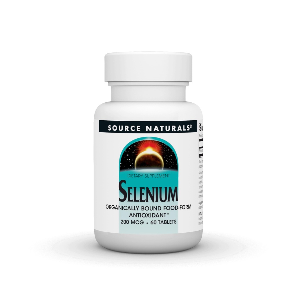 Source Naturals Selenium, organisk bundet mat-form antioksidant*, 200 mg - 60 tabletter