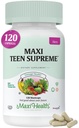 Tenåring Vitaminer for jenter 12-17 - Tenåring Multivitamin D3, Jern, Kalsium, Biotin, sink, Digestive Enzymer - Tenåring Jente Multi Vitaminer for sunn hud, Immun & Mood Support – 120 greve