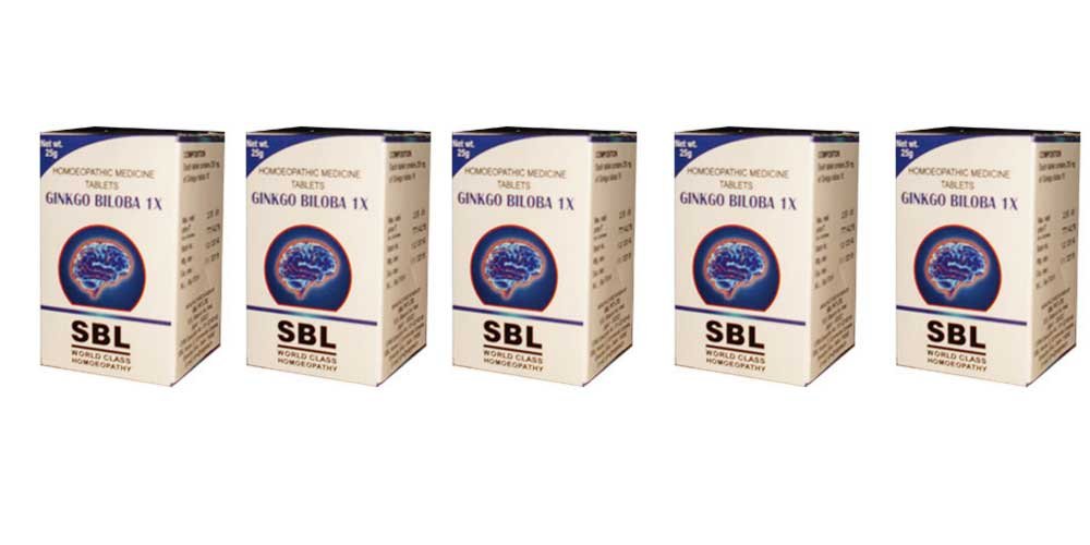 Ginkgo Biloba 1x Tabletter SBL Homeopati - 25g (pakke på 5)