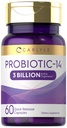 Carlyle Probiotic for kvinner og menn | 3 milliarder CFU | 60 kapsler | 14 strimler | Ikke-GMO & Glutenfri