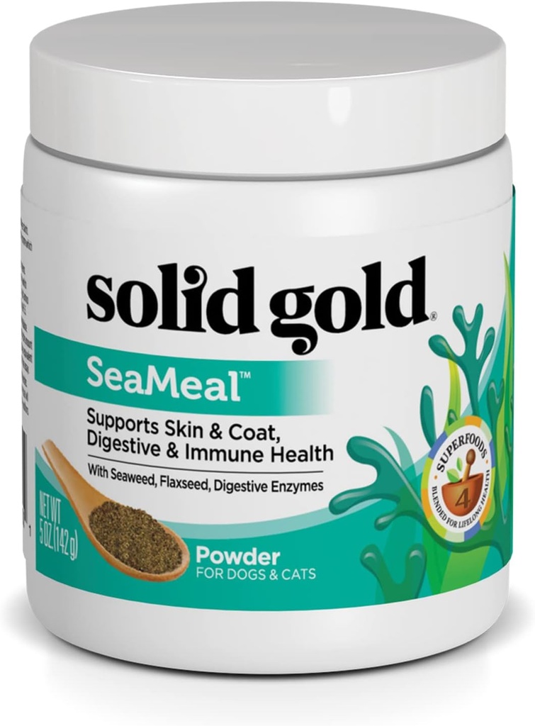 Solid Gold Cat & Hund Multivitamin pulver - Kelp pulver, Omega 3 & Vitaminer for tannlege, Digestive, Immune, Hud og Coat Helse - Multi vitamin for hunder og katter - Cat & Hunde Mattilskudd - 5oz