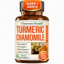 Turmerisk Supplement & Kamille Kapsler for søvn - Økologisk turmerisk søvn Supplement med kamille Blomster Ekstrakt (Manzanilla) - Relaxation & Stress Support - Felles & Digestive Helse. 60 Kapsler