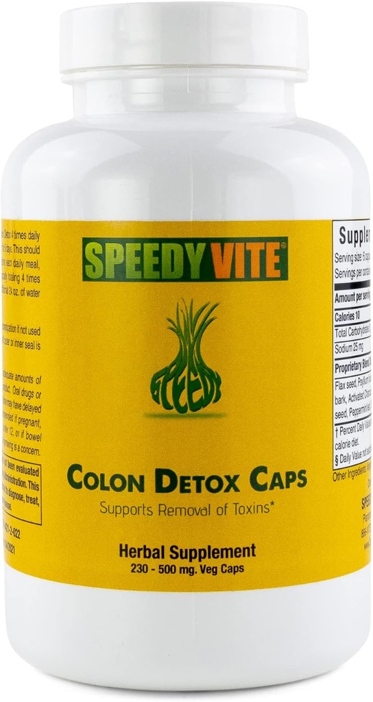 Colon Detox støtter naturlig fjerning av toksiner* Organisk, Charcoal Psyllium Seed & Husk Flax Seed Apple Fiber/Pectin Slippery Elm Fennel- pulver i 230 Veg Caps