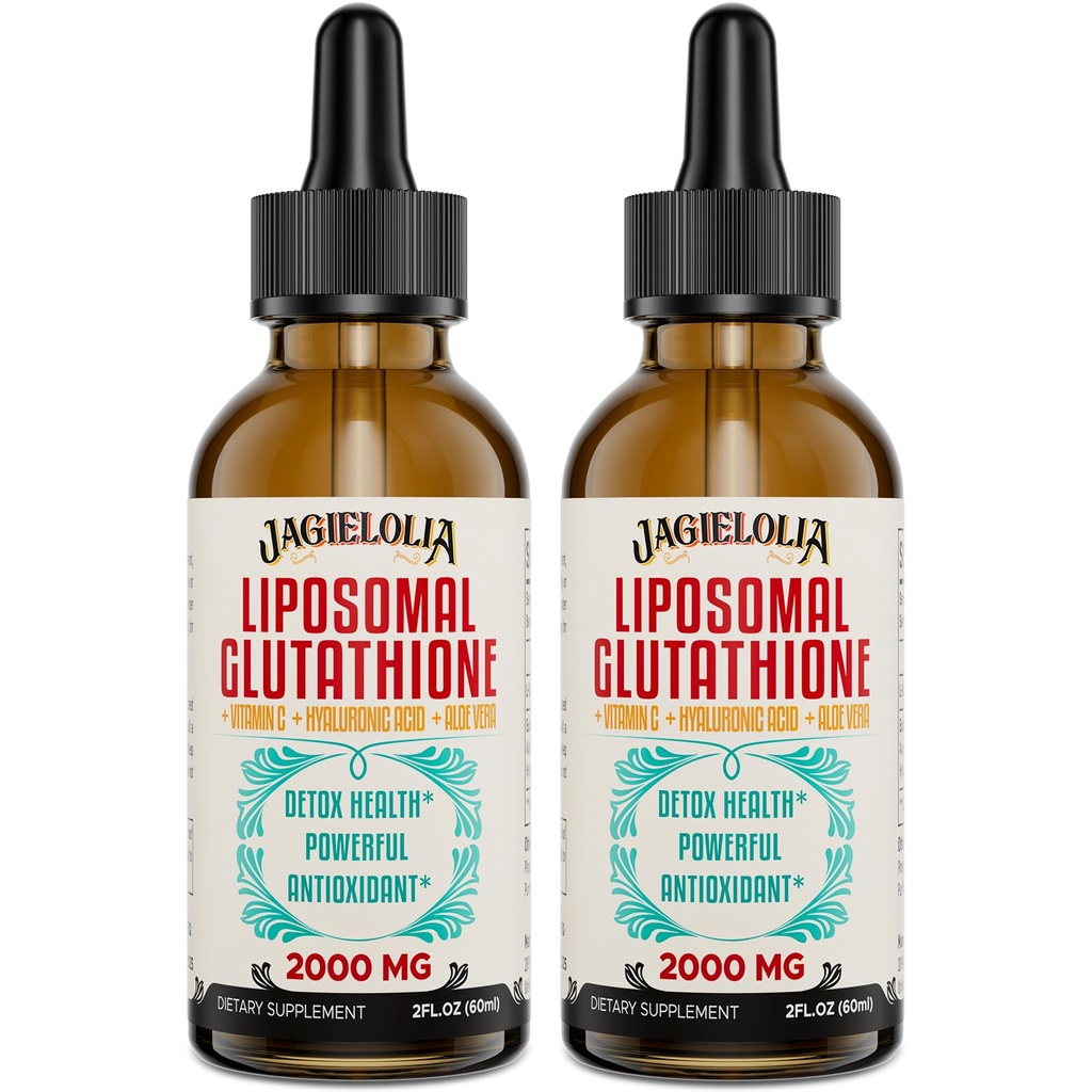 Liposomal glutathion flytende 2000MG – Antioksidant detox Supplement for kvinner og menn, aldring forsvar, leverfunksjon og energi, med hyaluronsyre + Aloe Vera + vitamin C, naturlig og vegansk, 4 FL.OZ