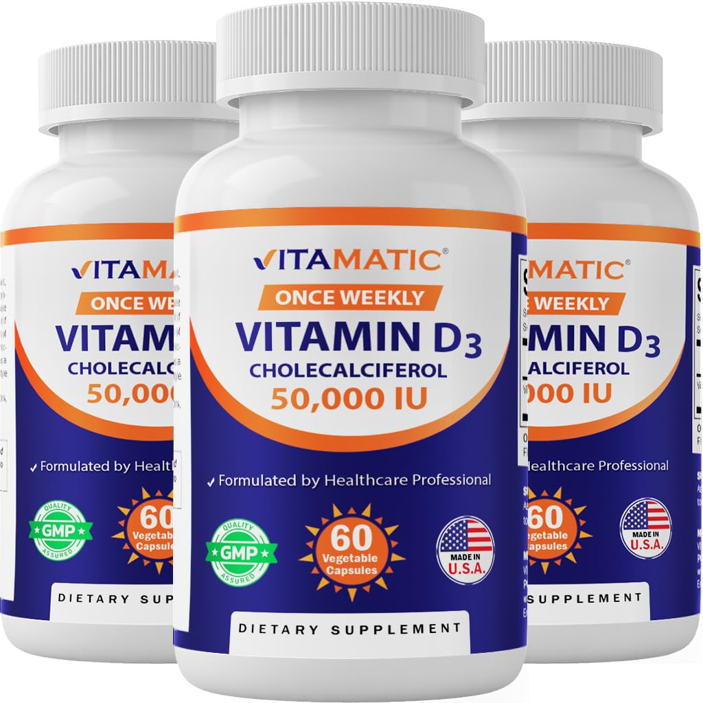 Vitamin D3 50 000 IE (som kolekalciferol), én gang ukentlig dose, 1250 mikrog, 60 Veggie kapsler 1 års forsyning, Progressiv formel som hjelper vitamin D-mangel