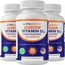 Vitamin D3 50 000 IE (som kolekalciferol), én gang ukentlig dose, 1250 mikrog, 60 Veggie kapsler 1 års forsyning, Progressiv formel som hjelper vitamin D-mangel