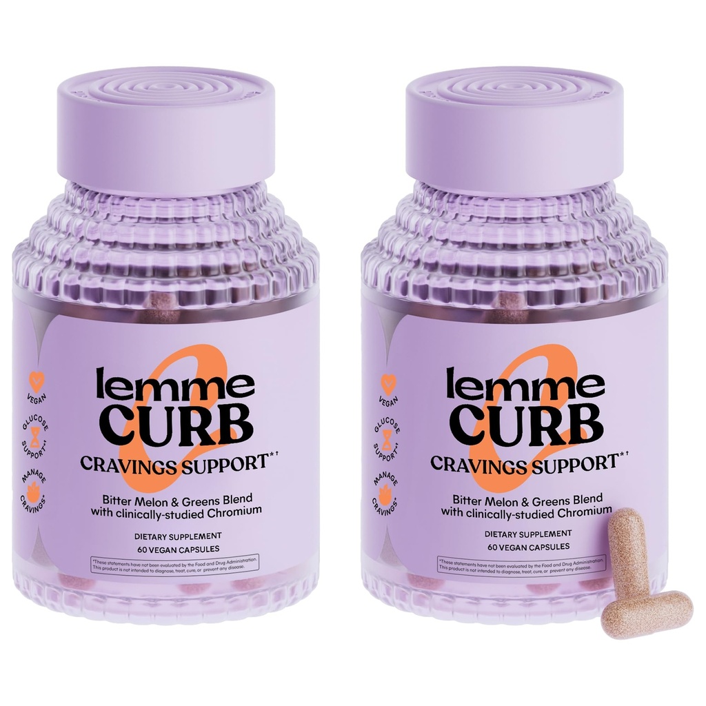 Lemme Curb - Kravinger, Forbedre karbometabolisme, Vektstyringsstøtte, klinisk studert kromi Picolinat, Bitter Melon, Ceylon Cinnamon & Greens Superfood - 60 greve (Pack of 2)