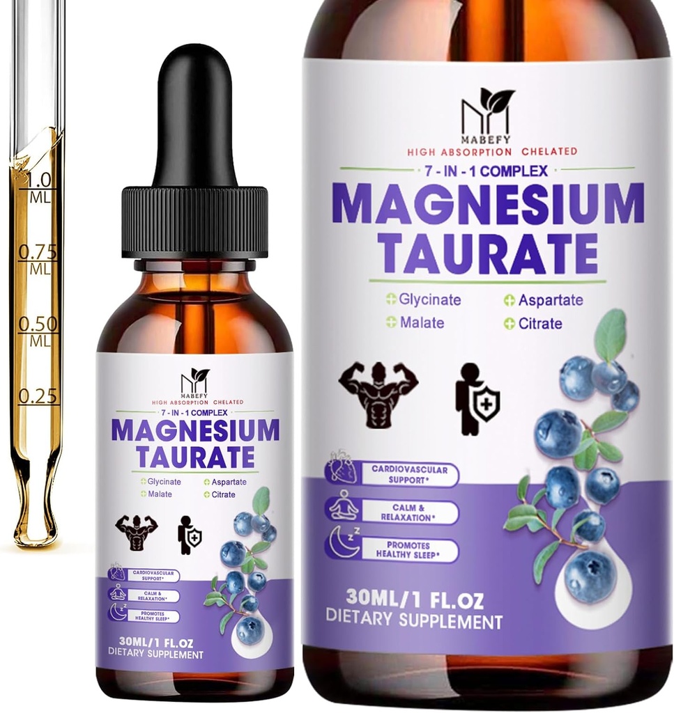 2 Pakke | Flytende magnesium Taurate, Glycinat, Malat, Aspartat, Citrat Calm Magnesium Complex Supplement for kardiovaskulær, Sleep,Calm,Cramps Støtte