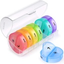 Sukuos Stor ukentlig Pill Organizer 2 ganger om dagen, daglig pille boks 7 dager lett å åpne med dobbel beskyttelse, PM pille tilfelle for medisin/vitamin / fish olje/supplements (clear)