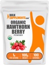 BulkSupplements.com Økologisk Hawthorn Berry pulver - Herbal Supplement, Hawthorn Berry Organic - Vegan & Glutenfri, 1g per servering, 100g (3,5 oz) (Pack of 1)