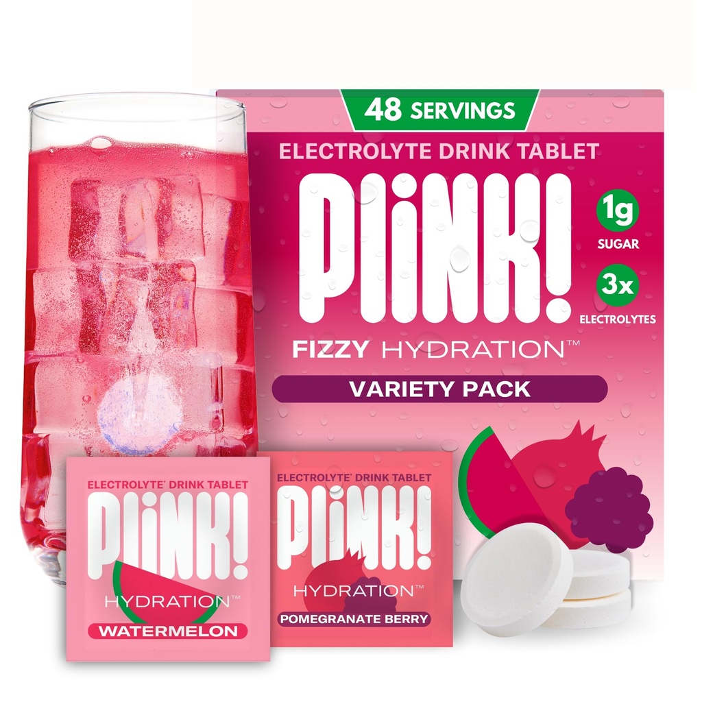 Plink! Fizzy Electrolyte Drikk Tabletter For Daglig Hydration - 48ct Electrolyte Tabletter + Natrium, Kalium, Magnesium, Lav-Kalorie, Lav-Sugar Keto Electrolytes pulver Hydration Packets Vannflavoring