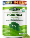 PURA VIDA MORINGA Powder Organic Single Origin - Premium 100% Leaf pulver, USDA Organic Moringa Oleifera, Moringa Leaf pulver - Perfekt til smoothies og oppskrifter. 8 oz.