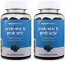 Basics Prebiotic & Probiotic Gummies, 2 milliarder CFU, Blå bringebær, 50 greve (2 per servering) (tidligere Solimo) (pakke med 2)