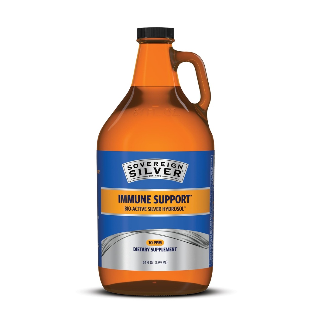 Suverene Silver Immune Support - Colloidal Silver, Bio-Active Silver Hydrosol, 10 ppm, Liquid Twist Top, 64 Fl Oz, (1 892 ml)
