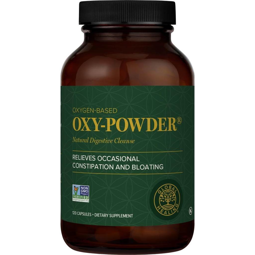 Global healing Center Oxy-Powder oksygen Basert trygt og naturlig Colon rengjøringsmiddel og lindring fra tilfeldige dyskinesi (120 kapsler)