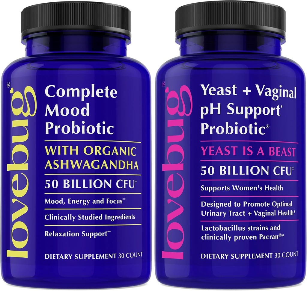 Lovebug Yeast Support og Mood Support Probiotika Bundle