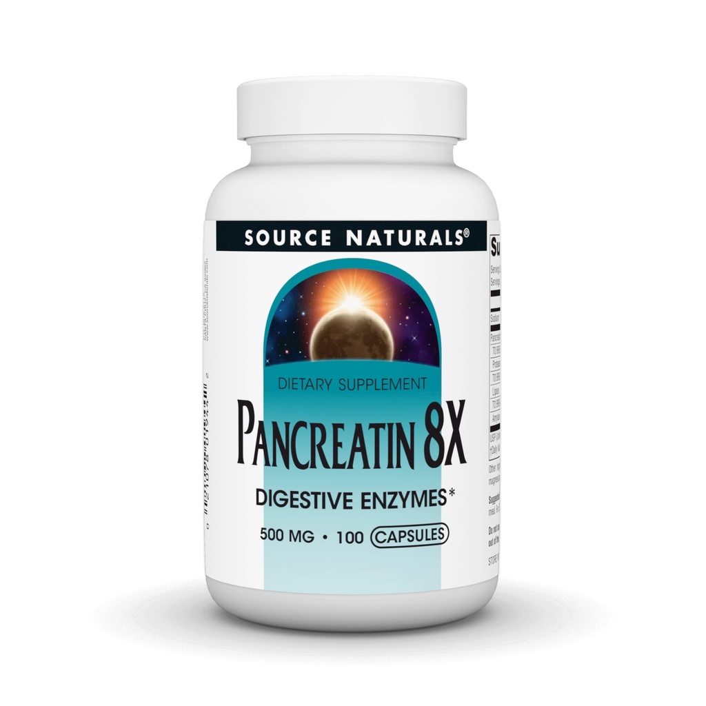 Kilde Naturals Pancreatin 8X, 500 mg Digestive Enzymer - 100 kapsler
