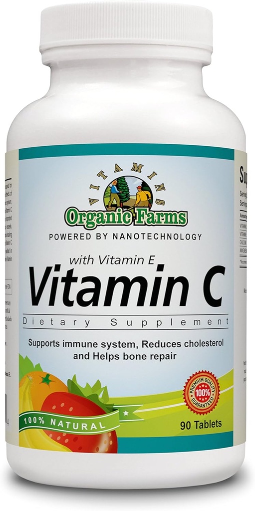 OFF 100% naturlig vitamin C med vitamin E, essensiell kosttilskudd 90 tabletter