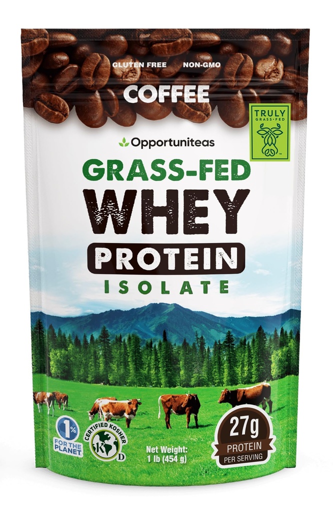 Muligheter Kaffe Whey Protein pulver - Lav karbohydrat & keto vennlig - Grass Fed Whey Isolate + colombiansk kaffe - 60 mg koffein for energi - Før eller post Trening Drink Mix, Latte, Shake & Smoothie 1lb