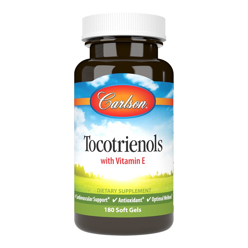 Carlson - Tocotrienoler, 40 mg, med naturlig kilde vitamin E, Gamma, alfa, Delta, Beta, Sustainablely Sourced, 180 Softgels
