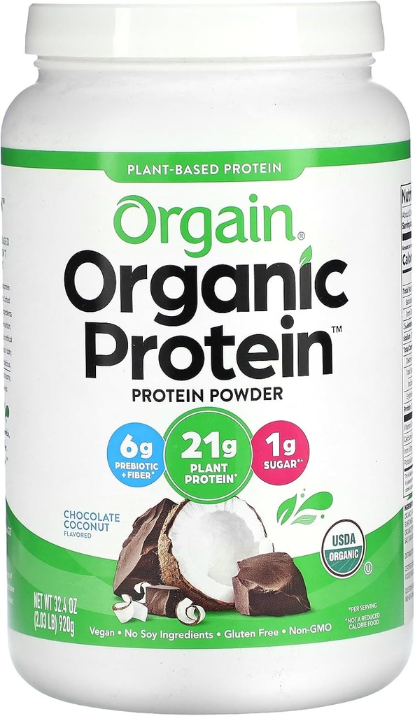 Orgain organisk vegansk protein pulver, sjokolade kokos 2 lb