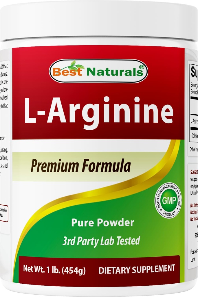 Best Naturals L-Arginine pulver 1 pund - ren farmasøytisk klasse fri form - Best Aminosyre Arginin kosttilskudd for kvinner og mennesker - fremmer sirkulasjon og støtter kardiovaskulær helse