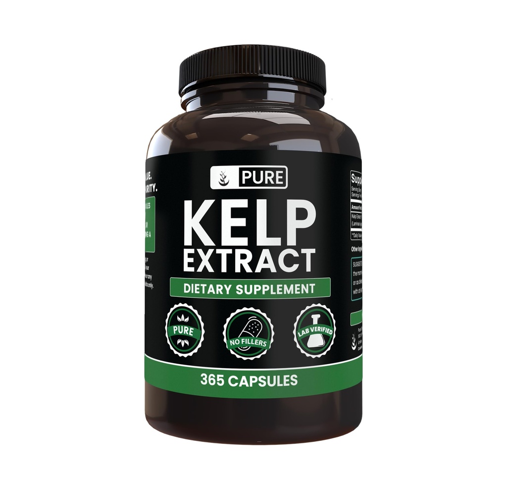 Rene originale ingredienser Kelp Extract (365 kapsler) Ingen magnesium eller Rice fyllstoffer, alltid ren, Lab verifisert
