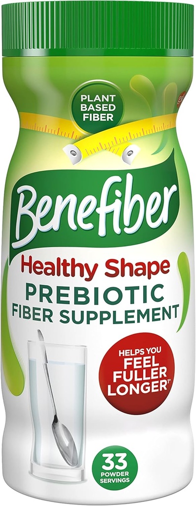 Benefiber Sunn Shape Prebiotic Fiber Supplement pulver for Digestive Helse, Daglig Fiber pulver - 33 Serveringer (8,7 Ounces)