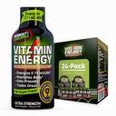 Vitamin energi trening + ekstra styrke energi Shot Sour Apple 24 Pack, 260mg naturlig koffein, pre-arbeid, B-vitaminer, mineraler, utholdenhet og ytelse, null sukker, glutenfri, Vegan, 1,93 fl oz