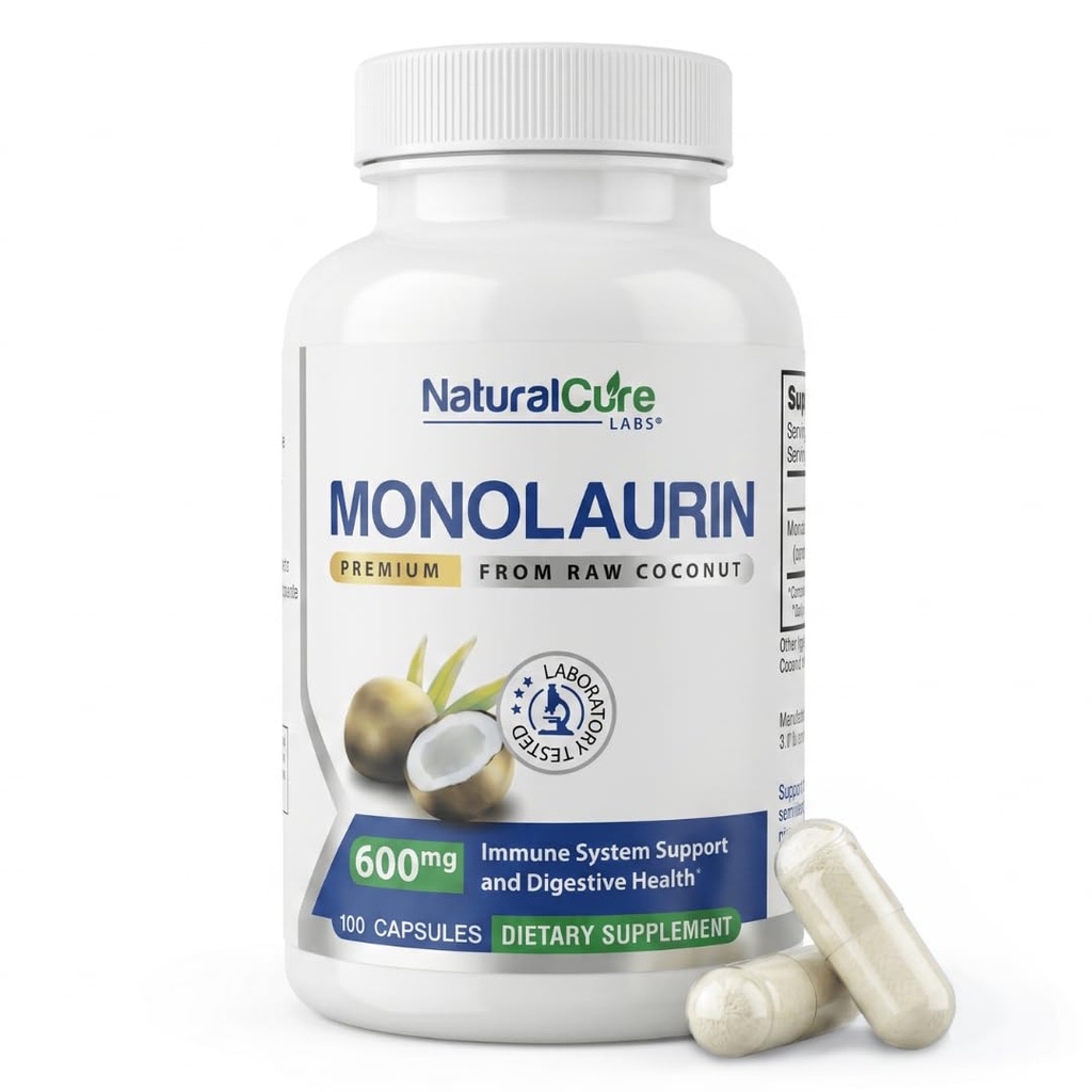 Naturlig Cure Labs Premium Monolaurin – 600 mg, 100 kapsler