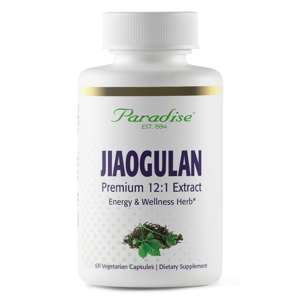 Paradise urter Jiaogulan, Vital energi Adaptogen, Aktiv Helspektrum, Super Potent, Ultra ren, Vegan, Ikke-GMO, Glutenfri 60 Vegetariske kapsler