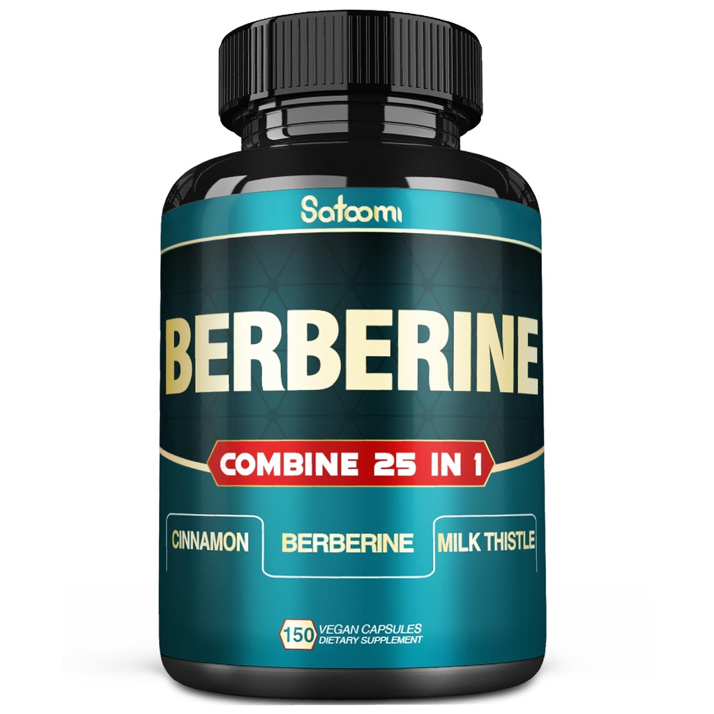 Satoomi 25in1 Berberine Supplement - Berberine Hcl - Ceylon Cinnamon - Melk Thistle og mer