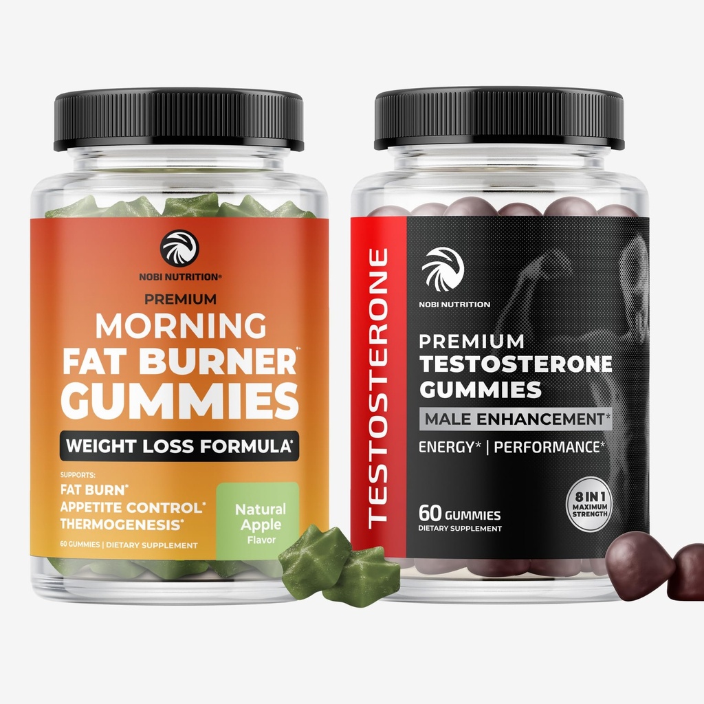 Morgen fettforbrenne gummier og testosteron booster | Test booster fettforbrenner og metabolisme støtte med grønn te og bringebær ketoner | Appetitt Suppressant & energi støtte | 1 måneds levering